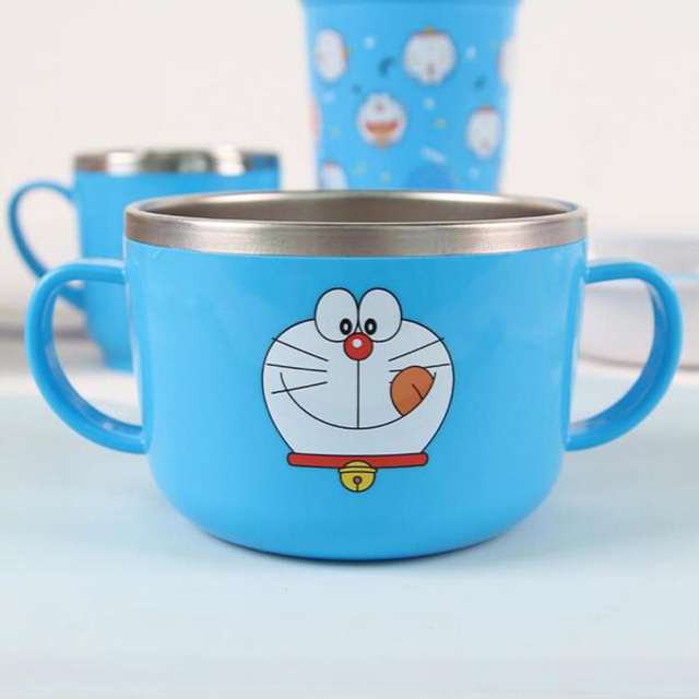 Doraemon stainless steel non-slip noodle bowl with handles