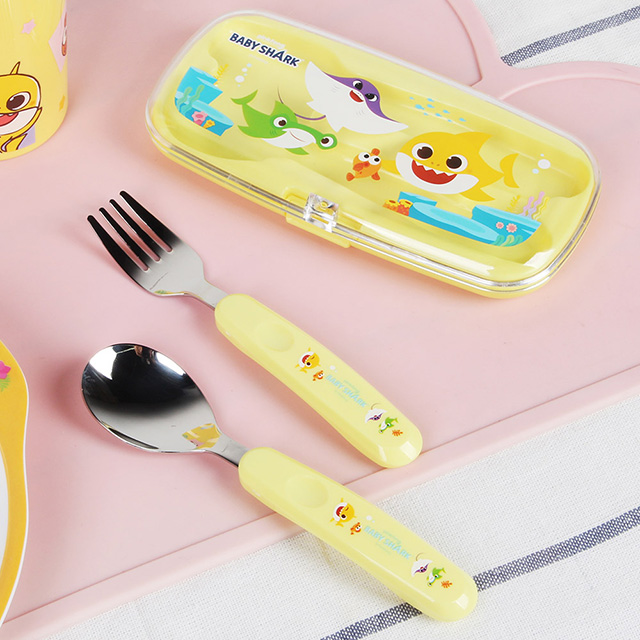 Baby shark cutie spoon&fork in case set