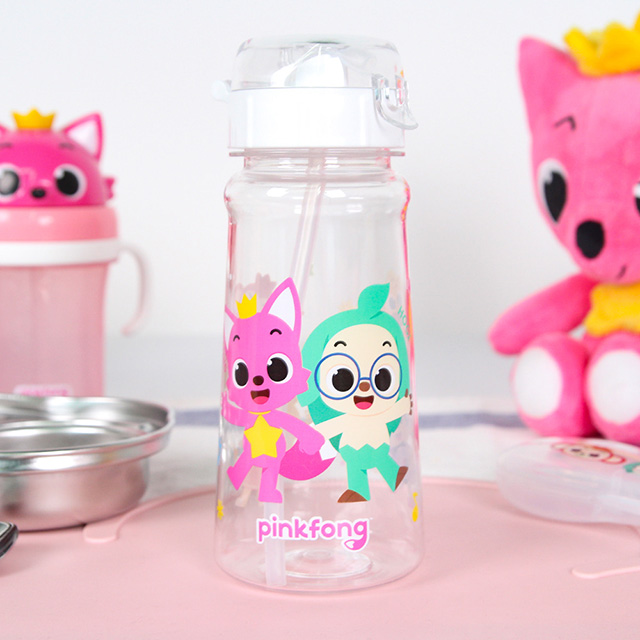 Pinkfong cutie straw bottle with handles