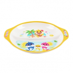 Baby shark melamine two divided plate with handles