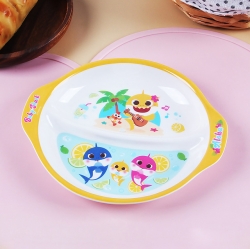 Baby shark melamine two divided plate with handles