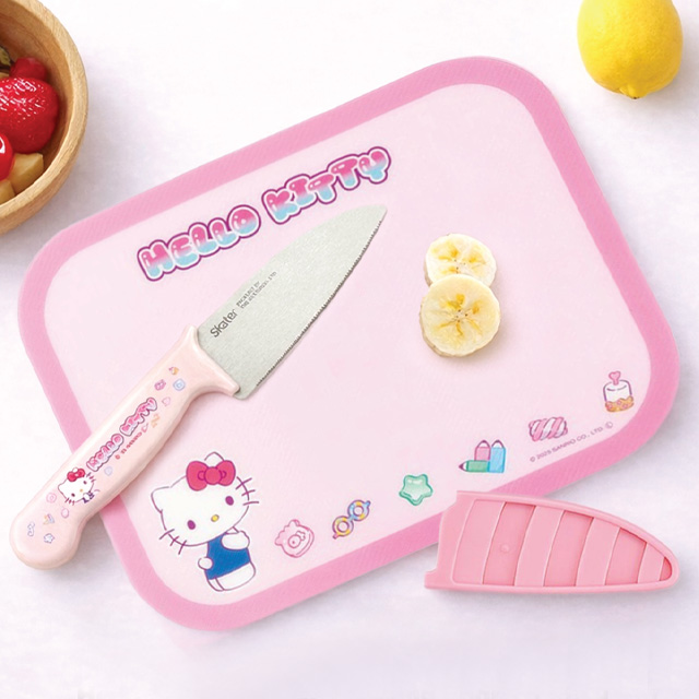 Hello Kitty Kids Cutting Board & Stainless Steel Round Safety Knife Set