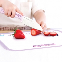 Kuromi Kids Cutting Board & Stainless Steel Round Safety Knife Set