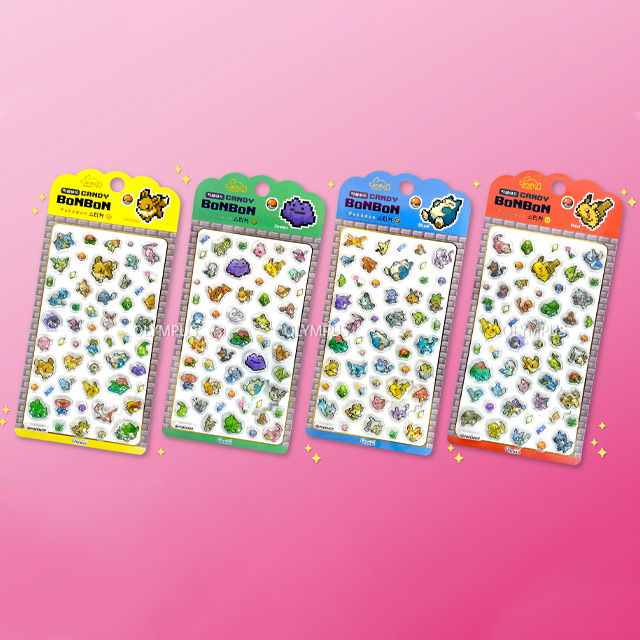 Pokemon Pixel Art Candy Bonbon Sticker, Random