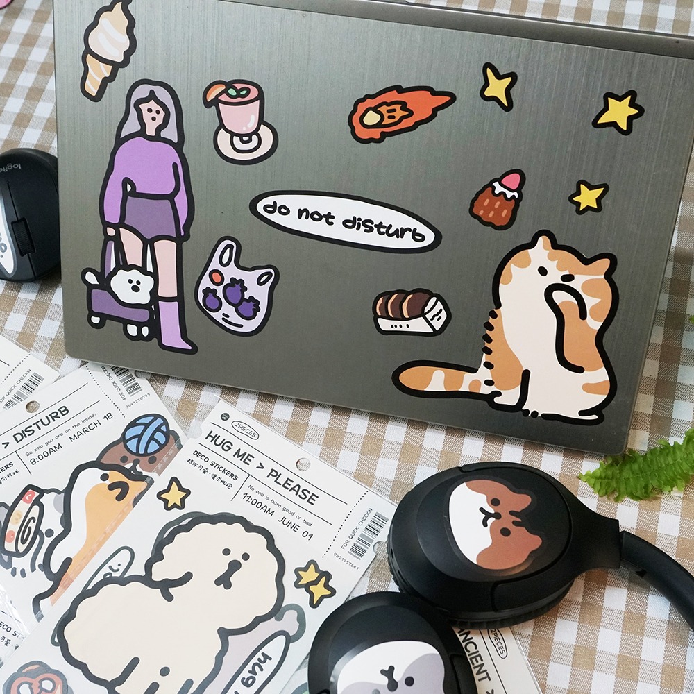 Cute Decoration Sticker Laptop Tablets Travel Bag Decoration Big Size Stickers Set of 2 8