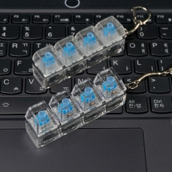 Emotional Transparent Blue Keycap Keyring Keyholder Keychain Stress Relief Click Keyboard