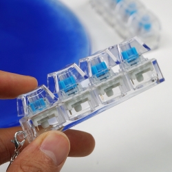 Emotional Transparent Blue Keycap Keyring Keyholder Keychain Stress Relief Click Keyboard