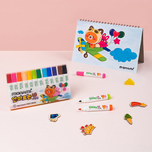Non-Drying Long Long Sign Pen 12 Colors Set