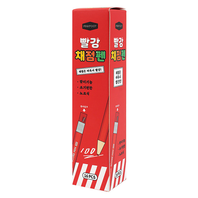 Knock-Type Red Grading Pen  (1set of 16) 