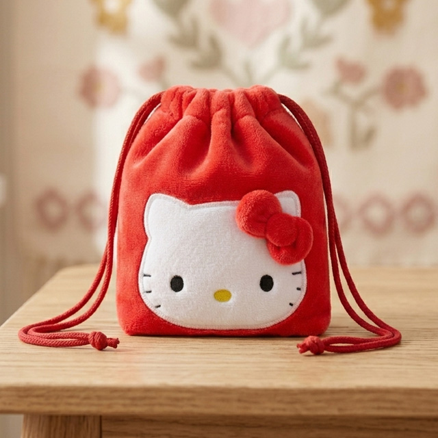 Hello Kitty Face Drawstring Pouch