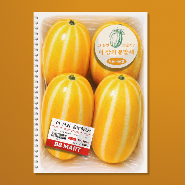 Mart Spring Note Korean Melon 4-Quadrant Grid Notebook B5