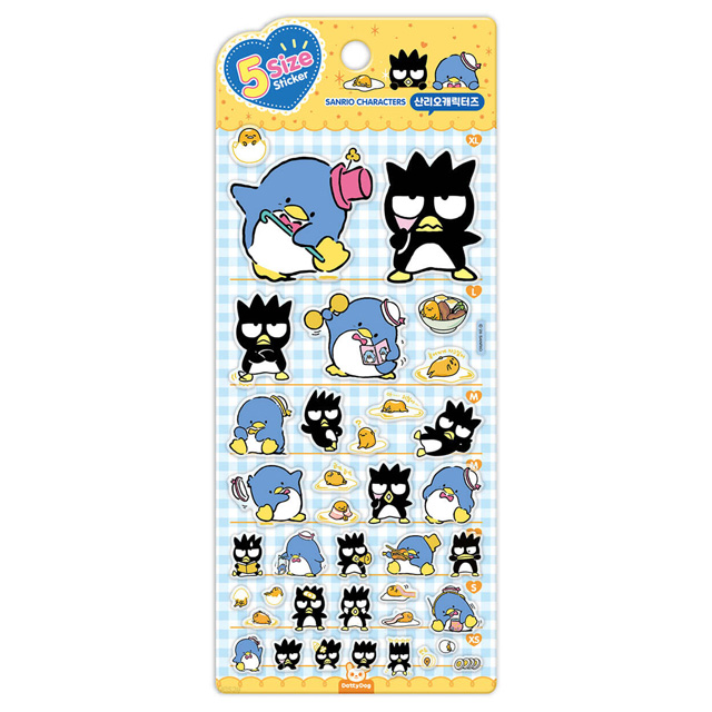 Sanrio 5-Size Sticker -Tuxedosam, Badtz-Maru, Gudetama
