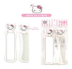 Sanrio Hello Kitty White Heart Hair Brush & Mirror Set