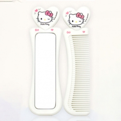 Sanrio Hello Kitty White Heart Hair Brush & Mirror Set