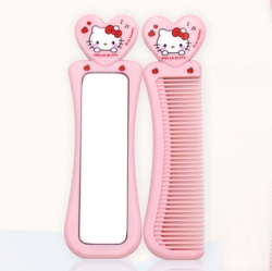 Sanrio Hello Kitty Pink Heart Hair Brush & Mirror Set