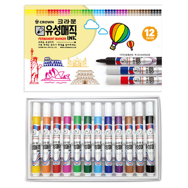 Crown 12-Color Permanent Marker Set