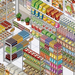 Miniature House Decorating Sticker Set – Convenience Store
