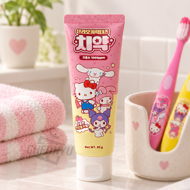 Sanrio Characters Kids’ Toothpaste – Strawberry Flavor, Fluoride 1000 ppm, 80 g