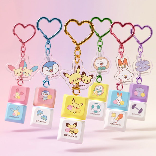 Pokemon LED Keycap Keyring 2P (6 Types Random)