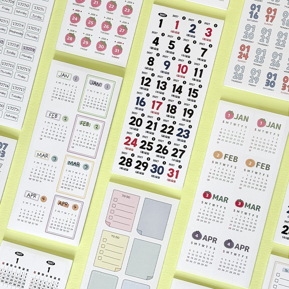2027 CALENDAR STICKER SET