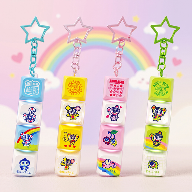Angel Blue LED Keycap Keychain 4 Key (Random)