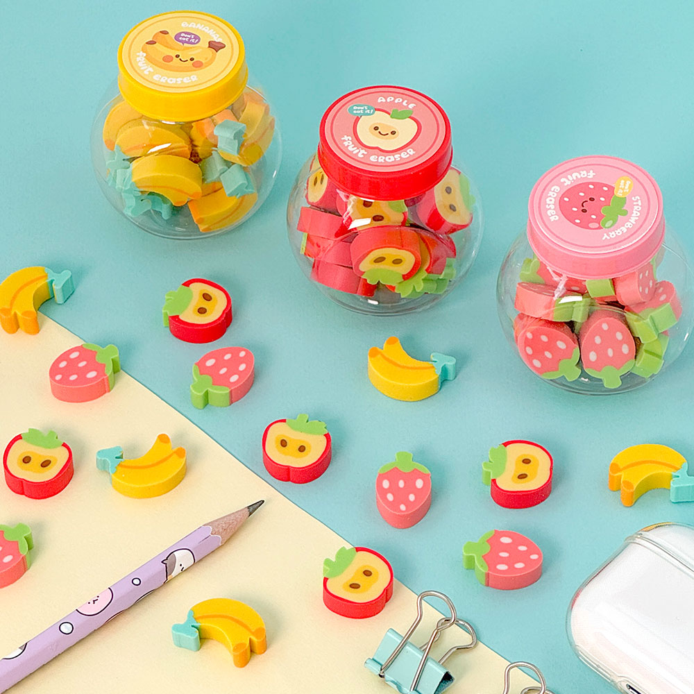 Mini Fruit Eraser Set 3 Types (24 Pcs Per Pack)