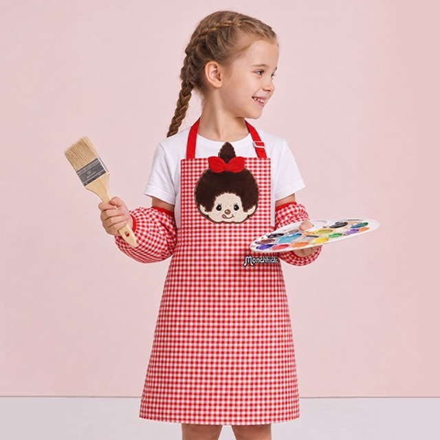 Monchhichi Gingham Check Waterproof Apron Set