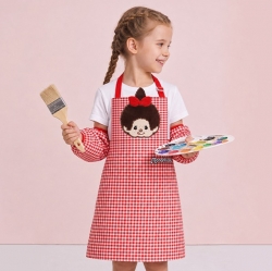 Monchhichi Gingham Check Waterproof Apron Set